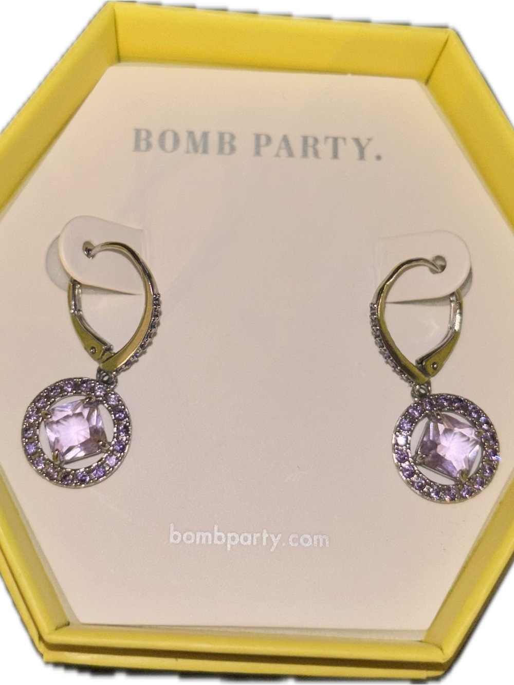 Bomb Party Silver-Tone Lavender Crystal Drop Earrings